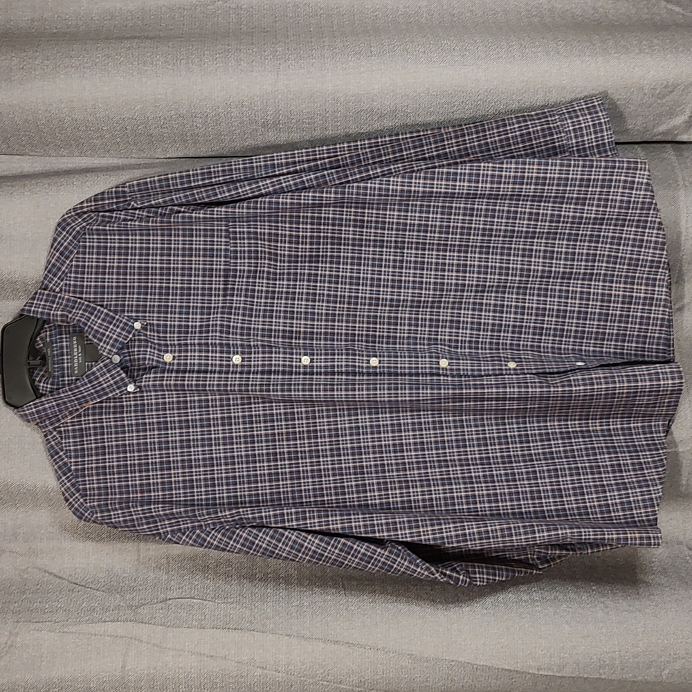 Saddlebred Big Man Wrinkle Free Blue Plaid Long Sleeve Button Up Mens Shirt 2X
